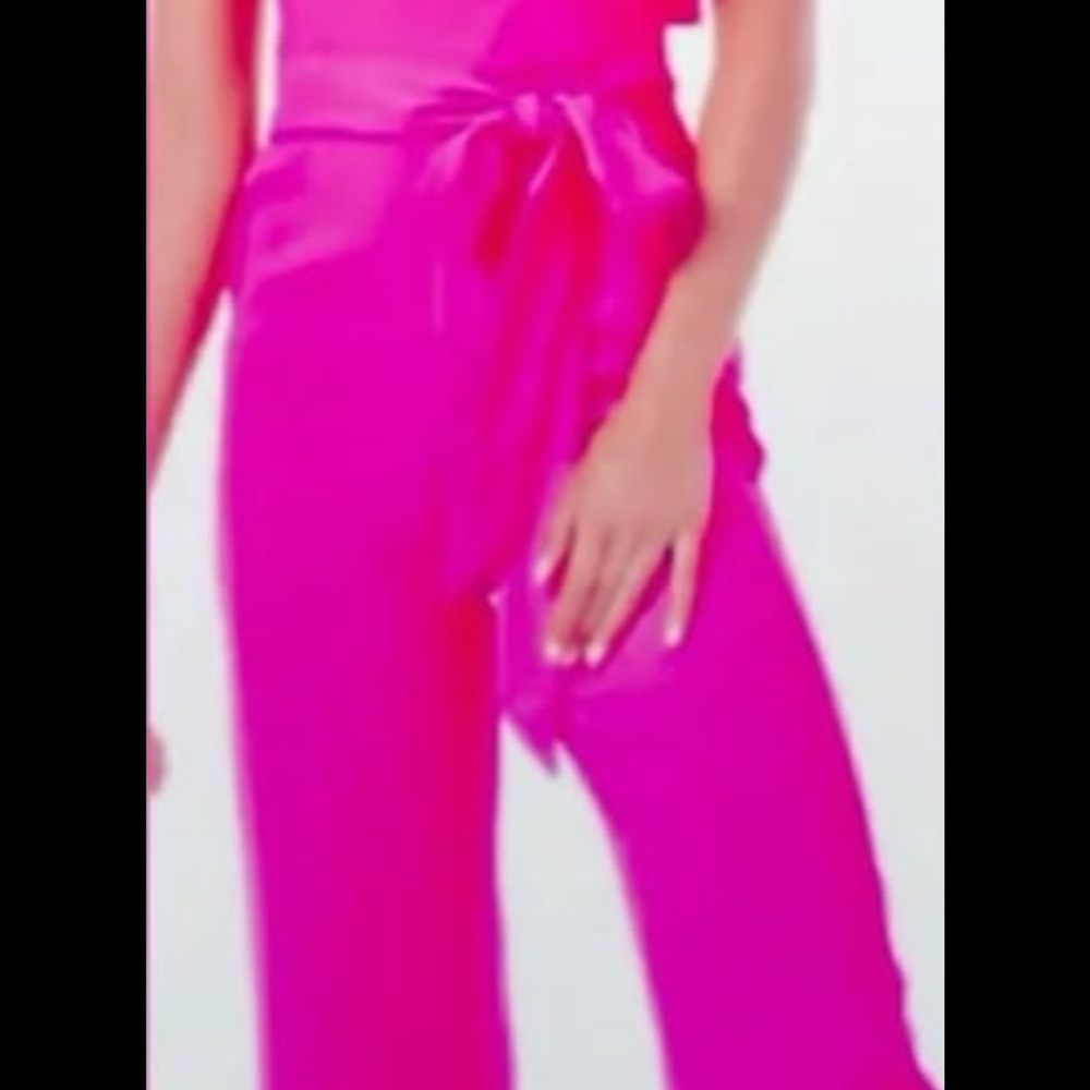 Lilly Pulitzer Hot Pink One-Shoulder Ruffle Jumpsuit - Picture 5 of 11